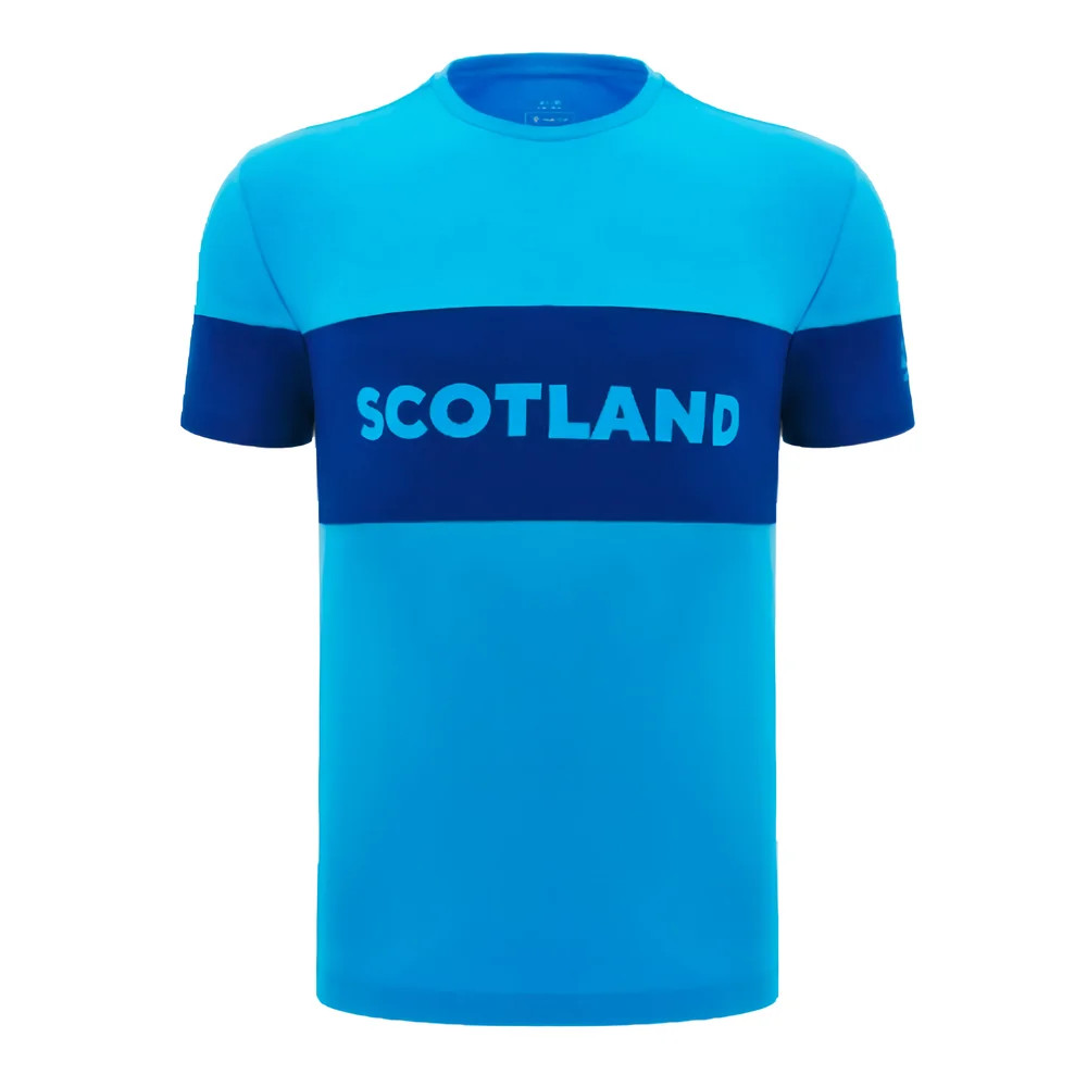 '24-'25 Scotland Rugby Leisure Cotton T-Shirt (Sky Blue) - Kids Made By: Macron Unisex Kids Sky Blue Extra Large
