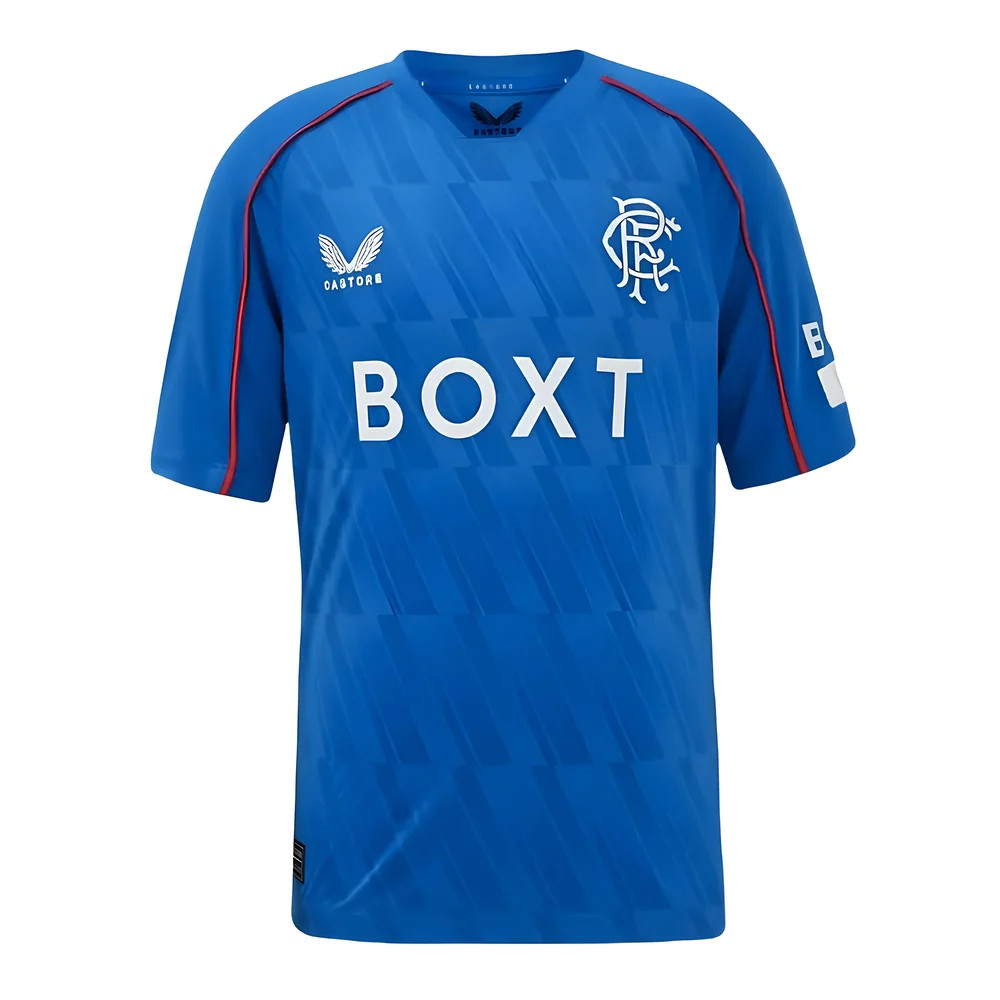 '24-'25 Rangers Home Shirt (Kids) Polyester Made By: Castore Unisex Kids Blue Medium