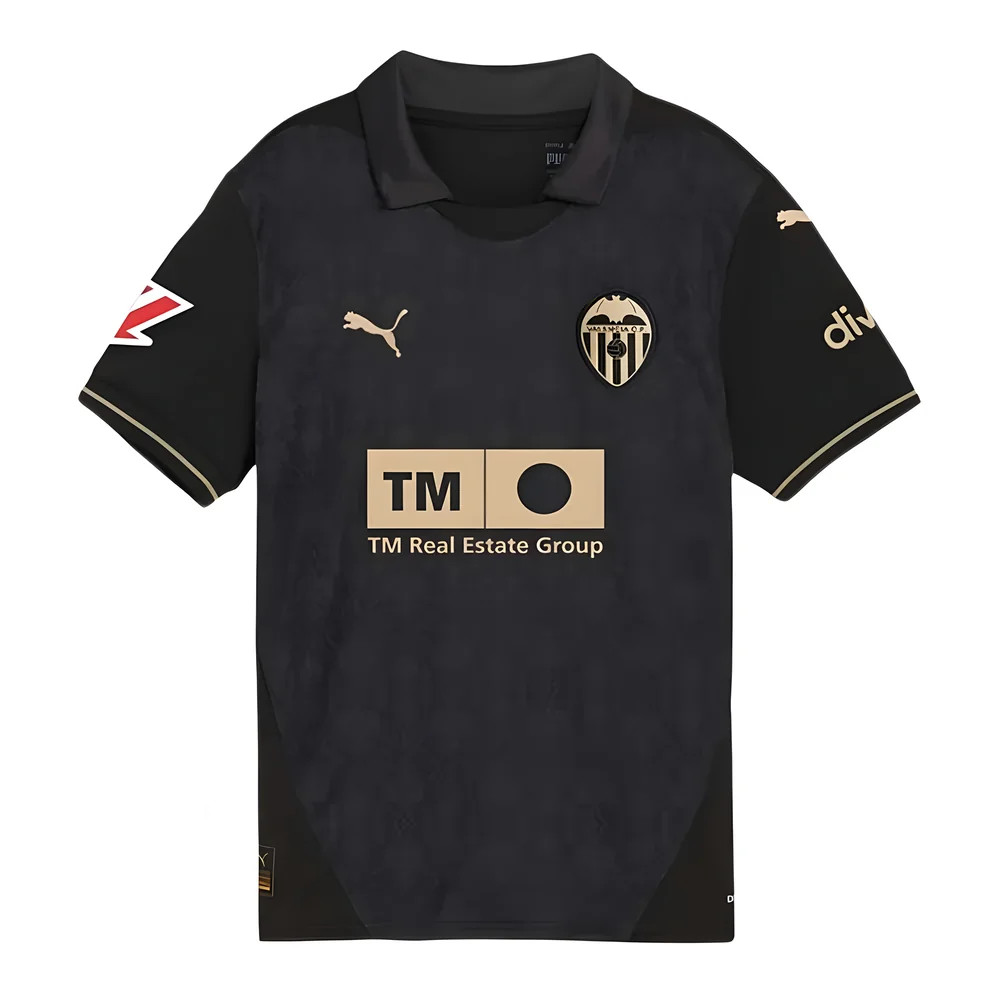 '24-'25 Valencia Away Shirt (Kids) Polyester Made By: Puma Unisex Kids Black Size 9-10