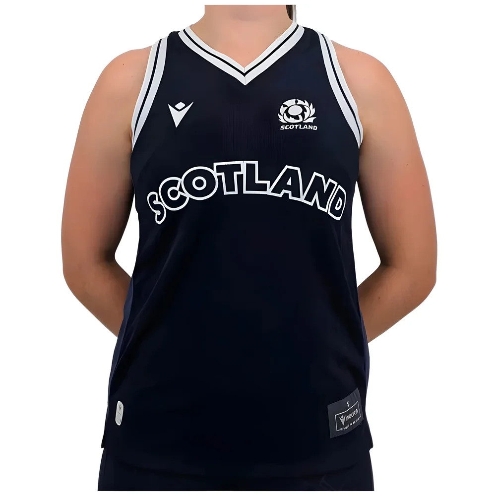 '24-'25 Scotland Rugby Training Singlet (Navy) - Polyester Made By: Macron Women's Navy Small