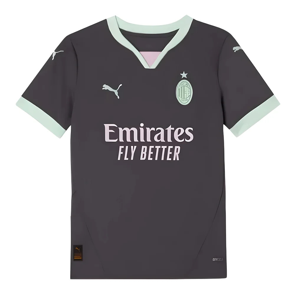 '24-'25 Ac Milan Third Shirt (Kids) Polyester Made By: Puma Unisex Kids Grey Size 9-10