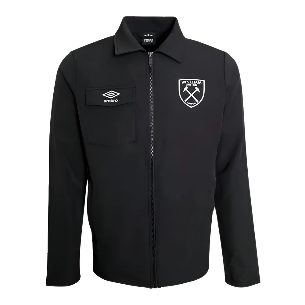 '24-'25 West Ham Presentation Jacket (Black) - Kids Polyester Made By: Umbro Unisex Kids Black Medium