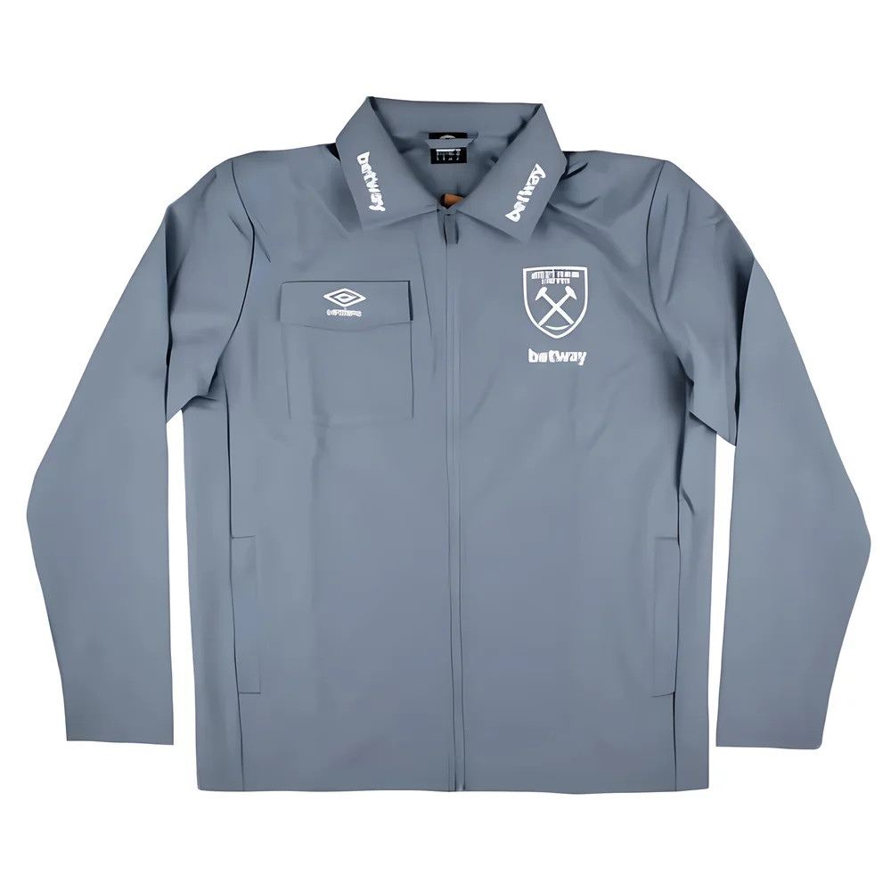 '24-'25 West Ham Presentation Jacket (Flint Stone) Polyester Made By: Umbro Men's Grey Medium