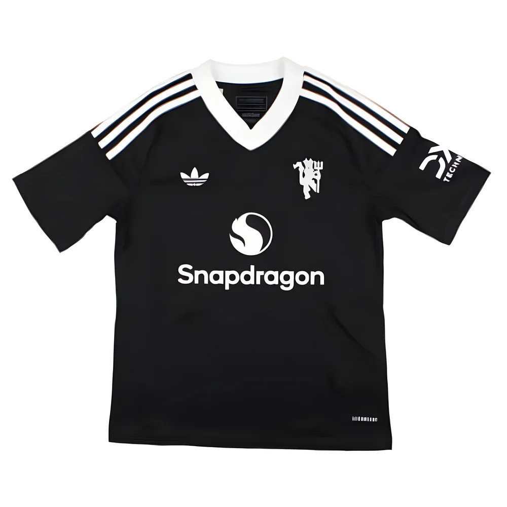 '24-'25 Man Utd Third Goalkeeper Shirt (Black) - Kids 7-8 Polyester Manchester United Made By: Adidas Unisex Kids Black Size 11-12