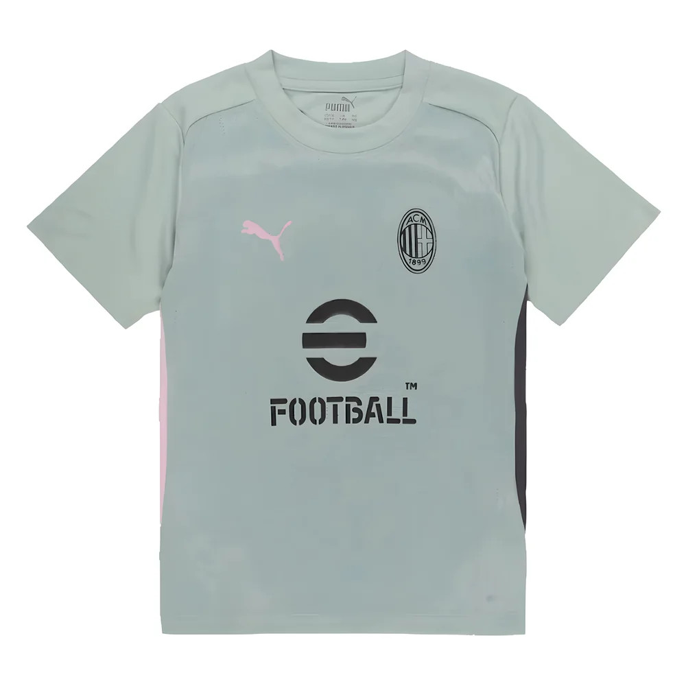 '24-'25 Ac Milan Training Shirt ( Fog) - Kids Polyester Made By: Puma Unisex Kids Green Size 7-8