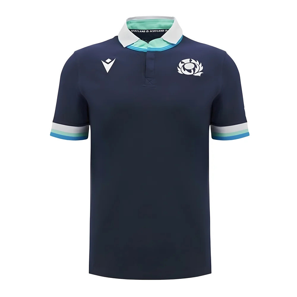 '24-'25 Scotland Rugby Home Ss Cotton Shirt Made By: Macron Men's Navy 5XL