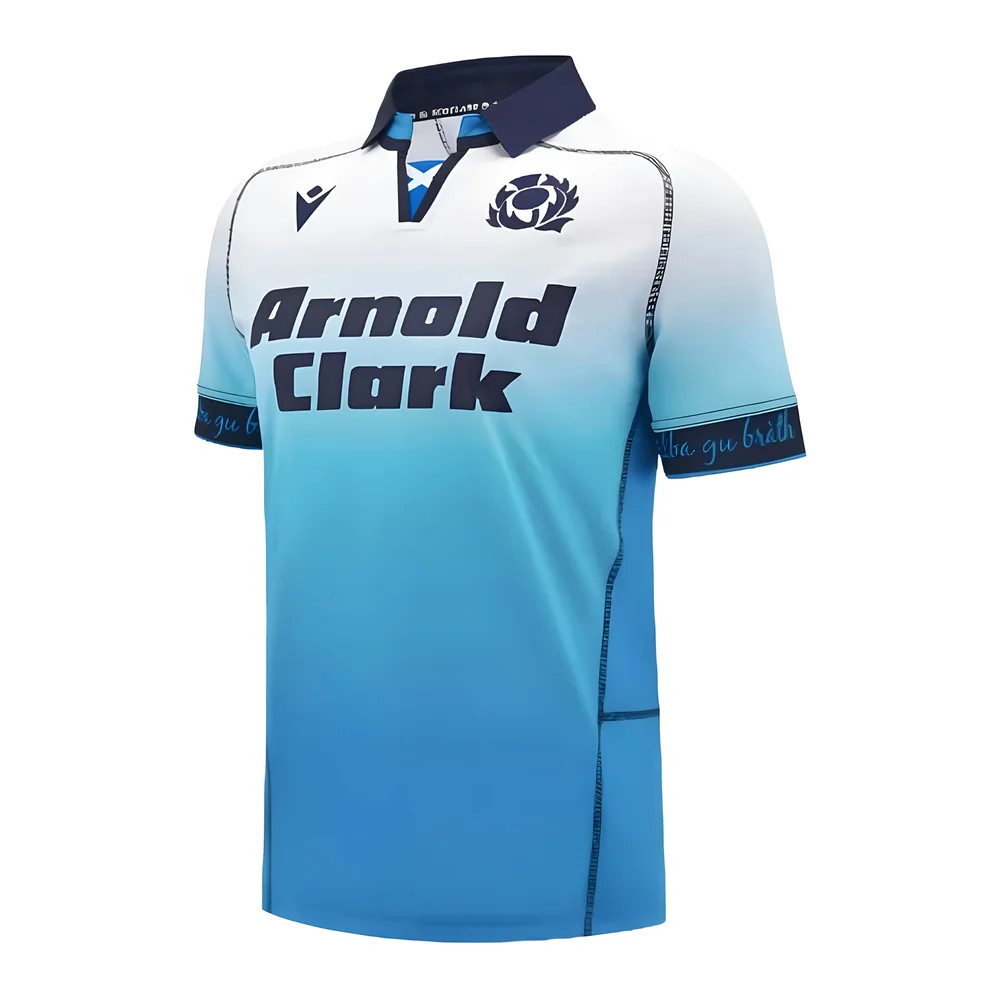'24-'25 Scotland Rugby Away Replica Shirt (Kids) Polyester Made By: Macron Unisex Kids White Small