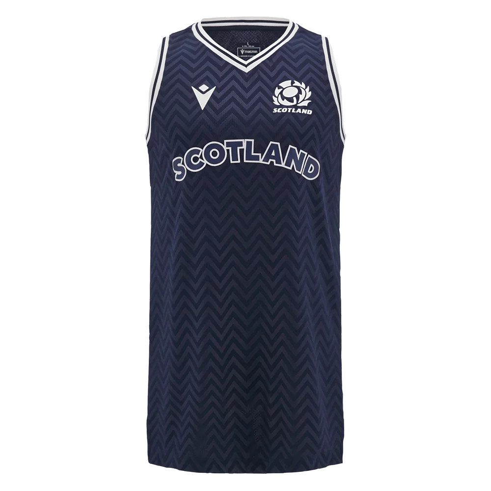 '24-'25 Scotland Rugby Basketball Singlet (Navy) Polyester Made By: Macron Men's Navy 3XL