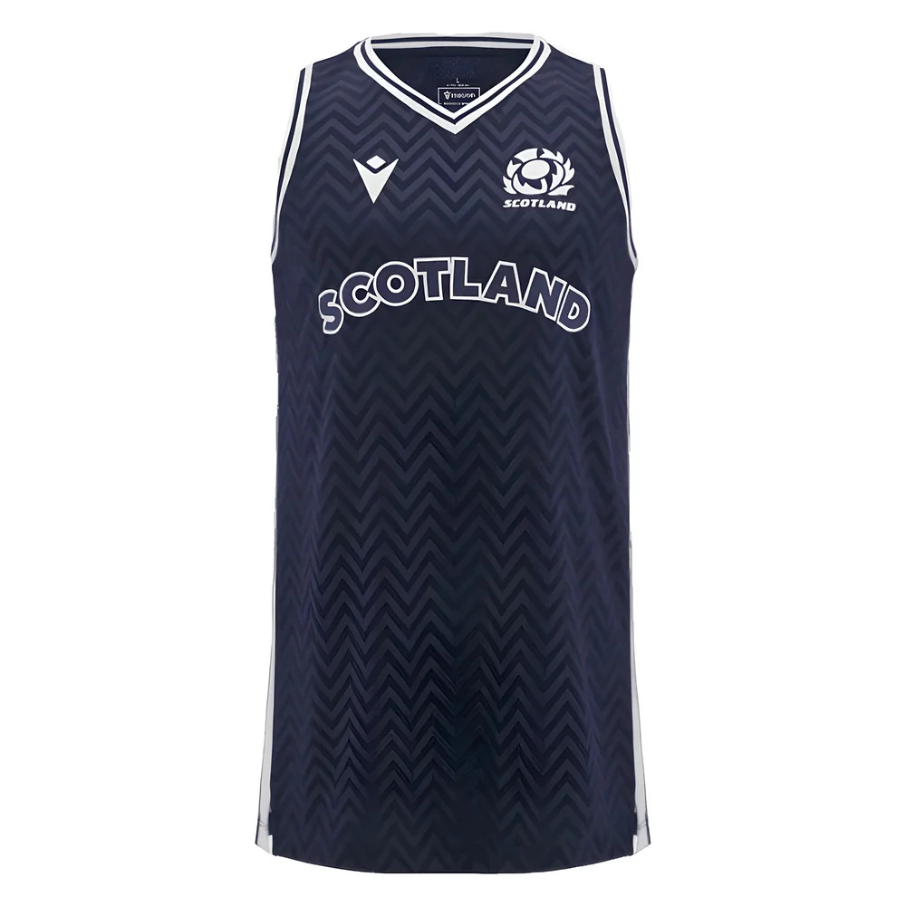 '24-'25 Scotland Rugby Basketball Singlet (Navy) - Kids Polyester Made By: Macron Unisex Kids Navy Medium