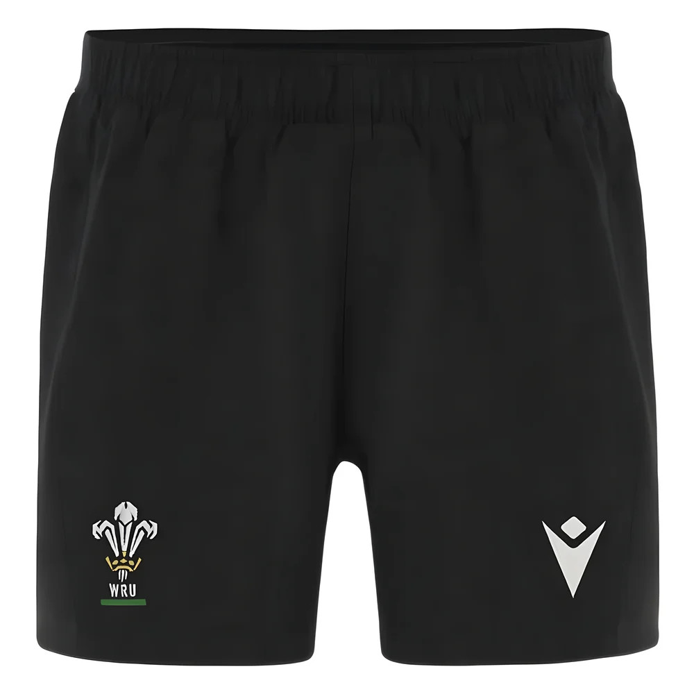 '24-'25 Wales Rugby Training Shorts (Black) Polyester Azerbaijan Made By: Macron Men's Black 3XL