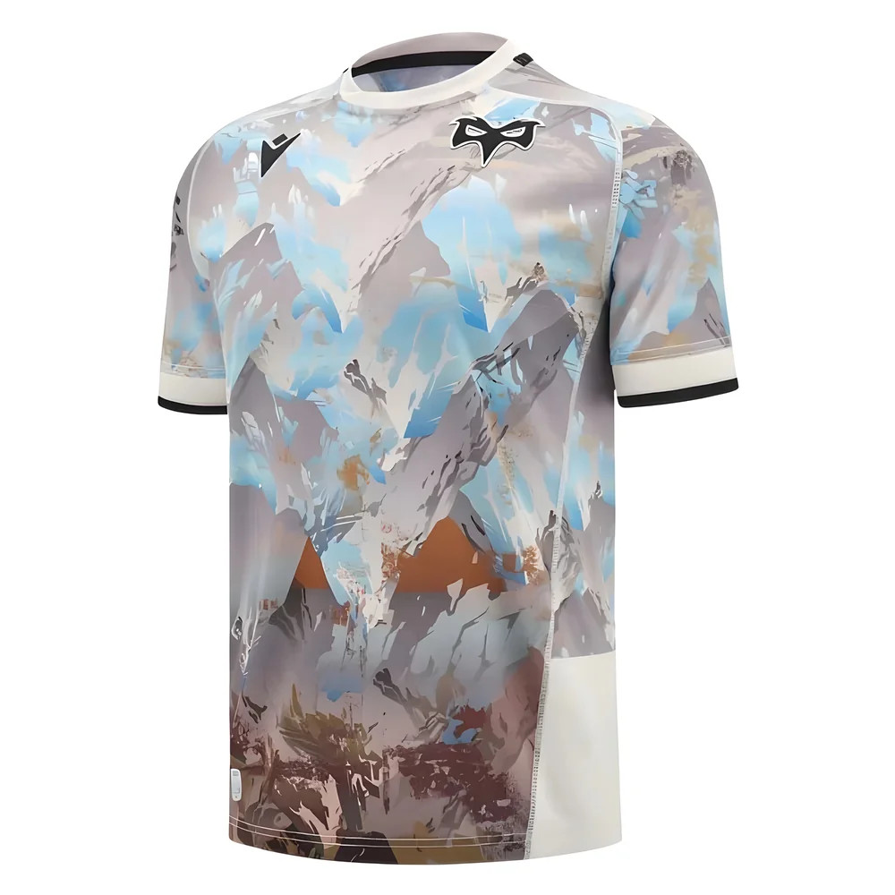 '24-'25 Ospreys Rugby Away Replica Shirt Polyester Made By: Macron Men's Grey Small