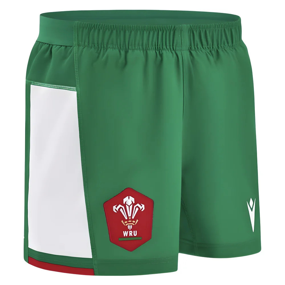 '24-'25 Wales Rugby Away Shorts (Green) Polyester Azerbaijan Made By: Macron Men's Green Large