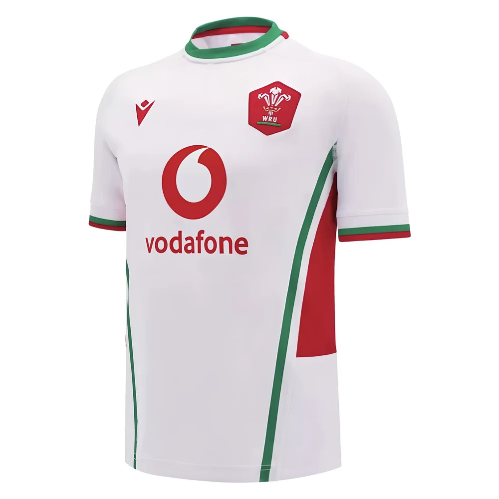 '24-'25 Wales Rugby Away Replica Shirt Polyester Azerbaijan Made By: Macron Men's White Medium