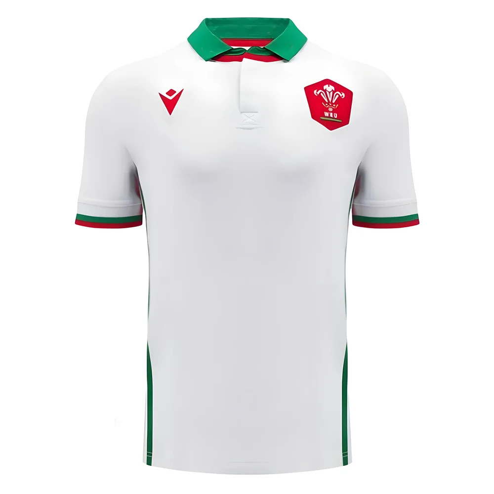 '24-'25 Wales Wru Away Cotton Rugby Shirt Azerbaijan Made By: Macron Men's White Xxl