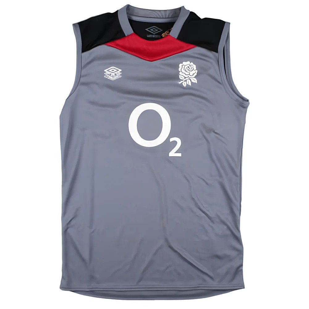 '24-'25 England Rugby Sleeveless Jersey O2 (Grey) - Kids Men's Polyester Azerbaijan Made By: Umbro Boys Grey Large