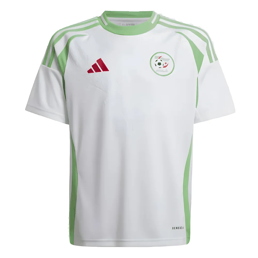 '24-'25 Algeria Home Shirt (Kids) Polyester Made By: Adidas Unisex Kids White Size 7-8