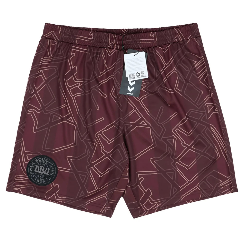 '24-'25 Denmark Special Edition Hummel X Halo Shorts (Dark ) (Kids) Polyester Unisex Kids Red Medium