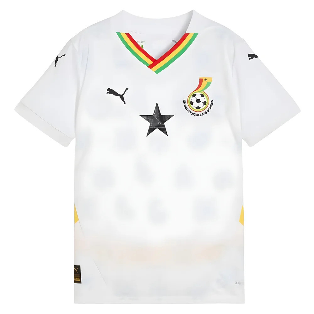 '24-'25 Ghana Home Shirt (Kids) 9-10 Polyester Made By: Puma Unisex Kids White Size 11-12