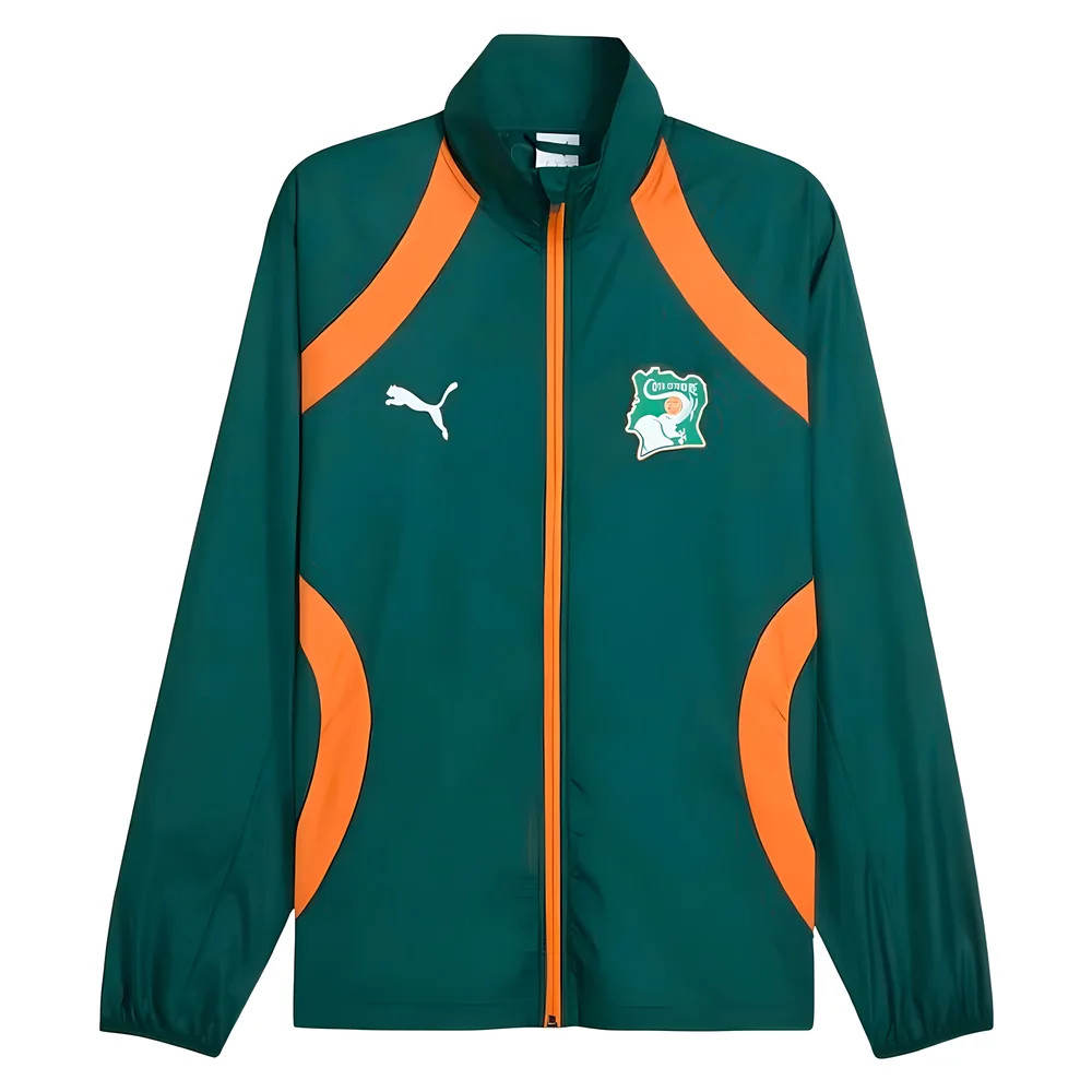 '24-'25 Ivory Coast Prematch Woven Jacket (Dark Myrtle) Polyester Made By: Puma Men's Green Extra Large