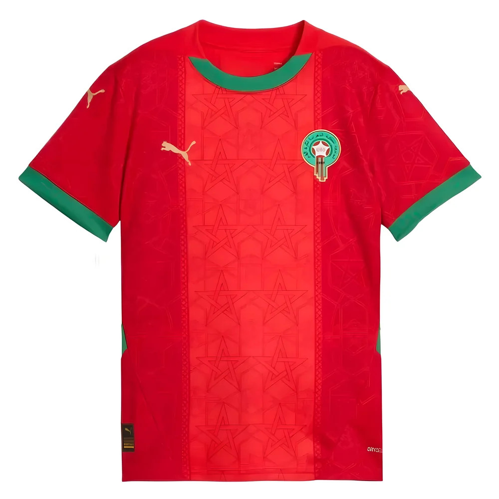'24-'25 Morocco Home Shirt (Kids) Polyester Made By: Puma Unisex Kids Red Size 9-10