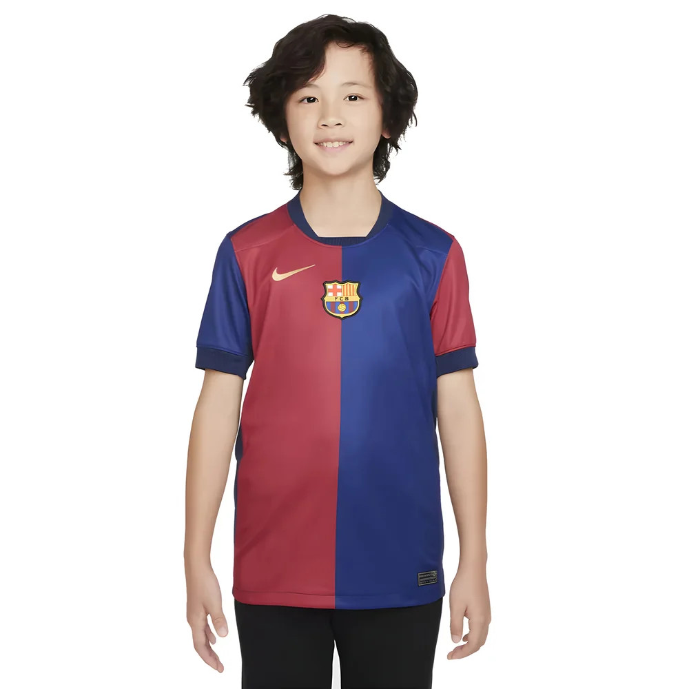 '24-'25 Barcelona Home Shirt (Sponsorless) - Kids Polyester Made By: Nike Unisex Kids Red Medium