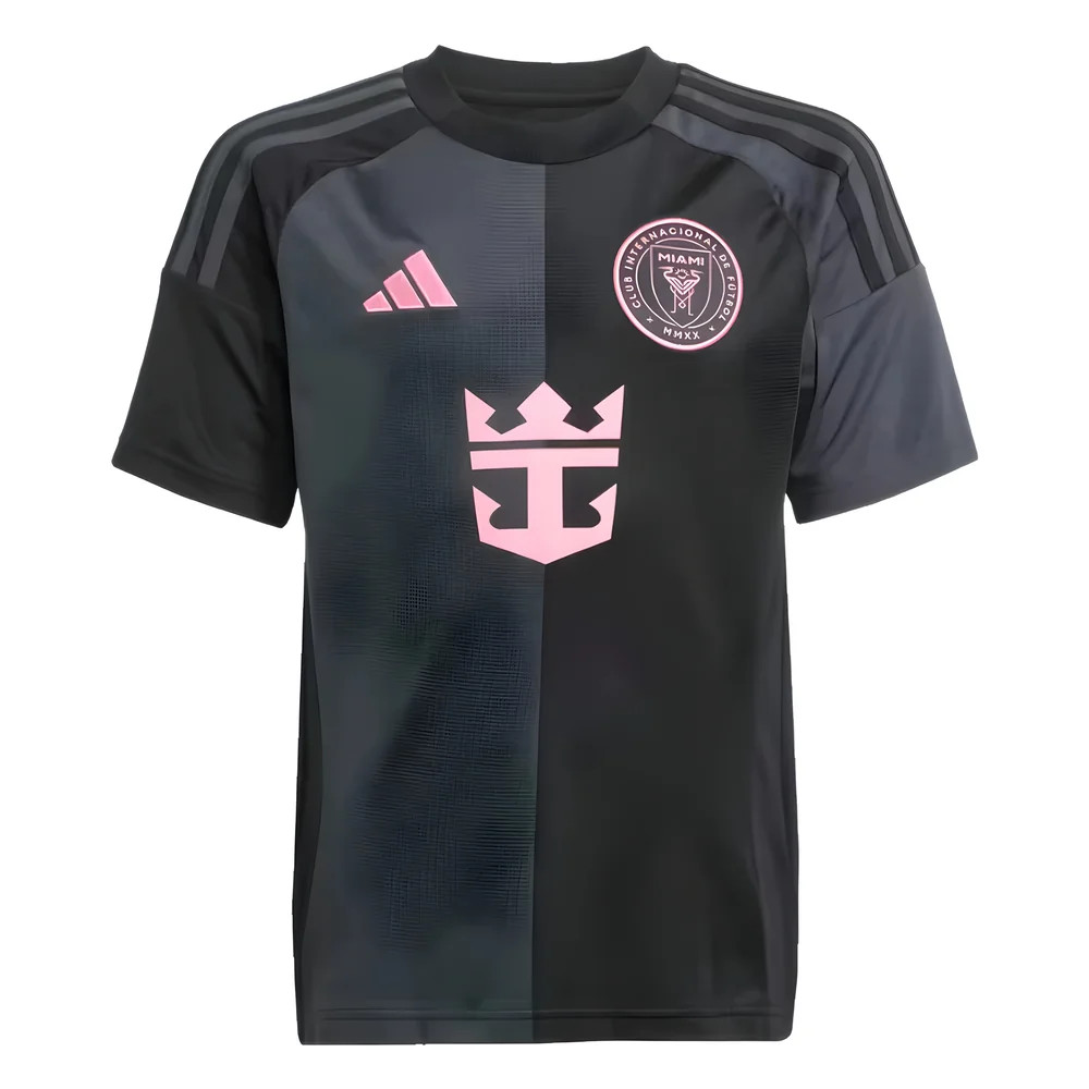'25-'26 Inter Miami Away Shirt (Kids) 13-14 Polyester Made By: Adidas Unisex Kids Black Size 15-16