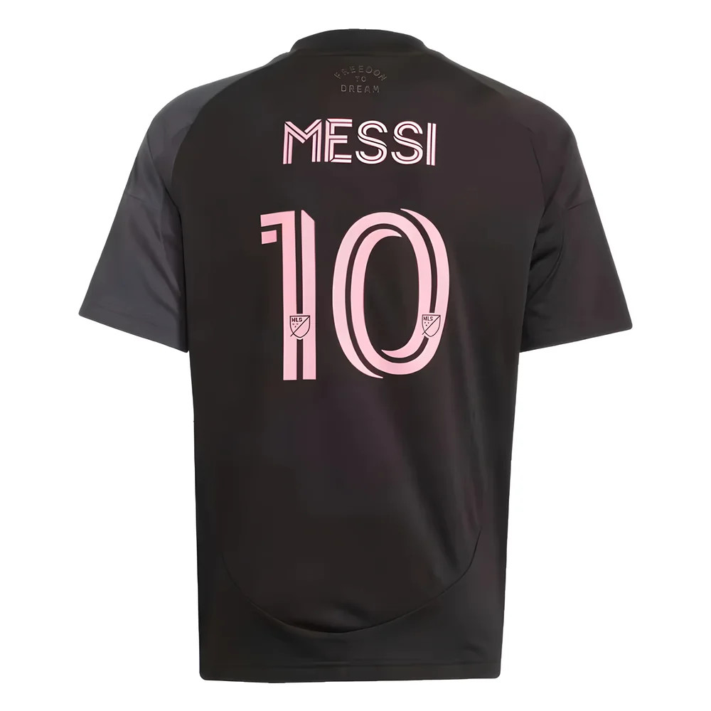 '25-'26 Inter Miami Lionel Messi Away Shirt (Kids) Polyester Made By: Adidas Unisex Kids Black Size 7-8