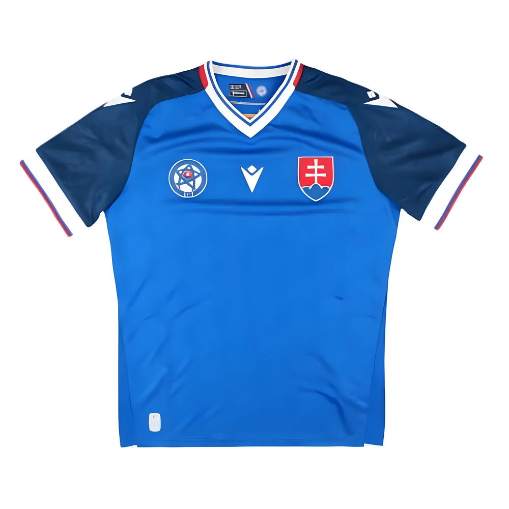 '24-'25 Slovakia Home Shirt (Kids) Polyester Made By: Macron Unisex Kids Blue Medium