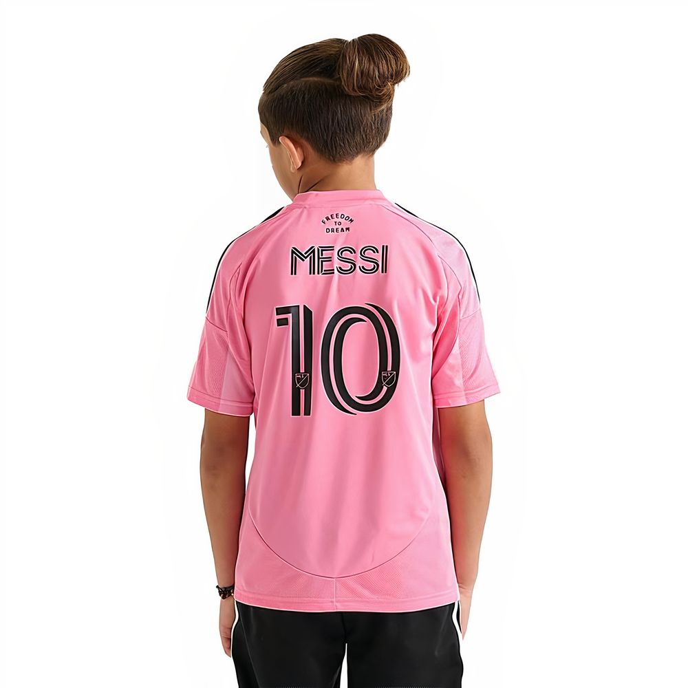 '25-'26 Inter Miami Lionel Messi Home Shirt (Kids) 9-10 Polyester Made By: Adidas Unisex Kids Pink Size 15-16