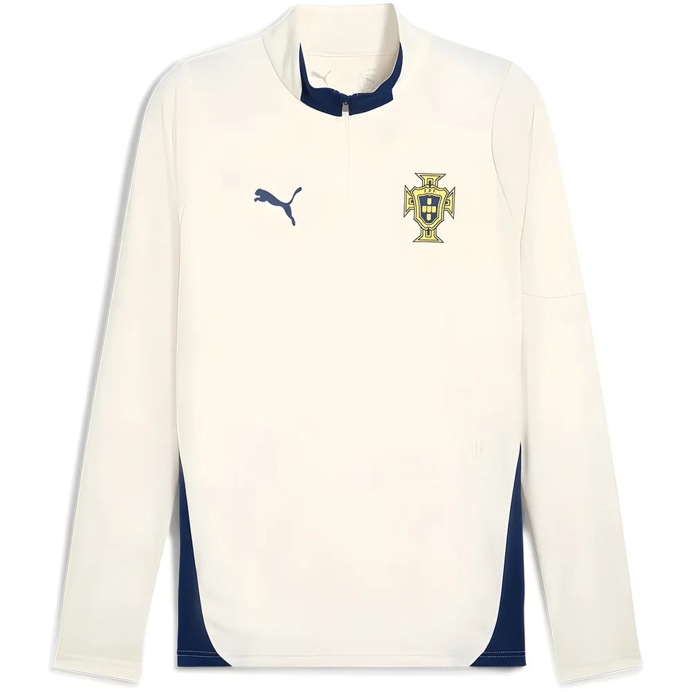 '25-'26 Portugal Training 1/4 Zip Top (Sugared Almond) - Kids Polyester Made By: Puma Unisex Kids White Size 11-12