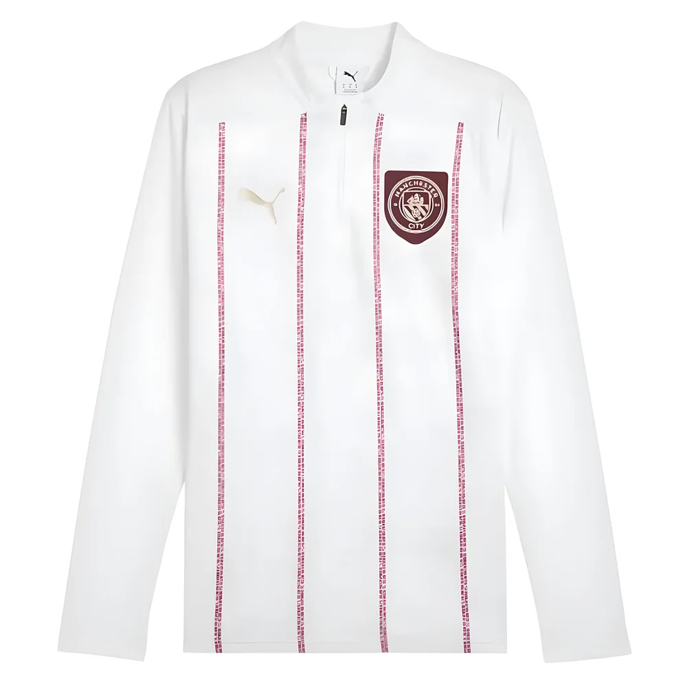 '24-'25 Man City Prematch 1/4 Zip Top (White) Polyester Manchester City Made By: Puma Men's White Xxl