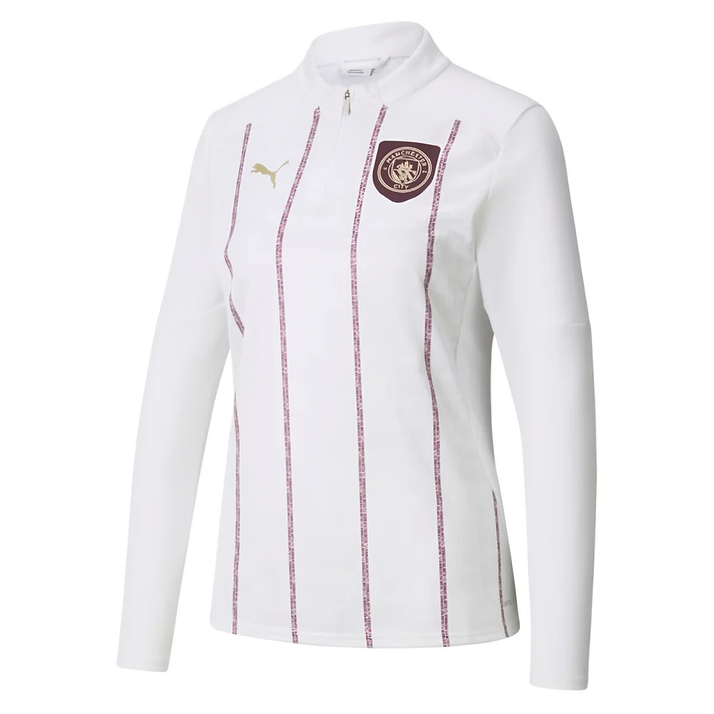 '24-'25 Man City Prematch Half Zip Top (White) Polyester Manchester City Made By: Puma Men's White Large