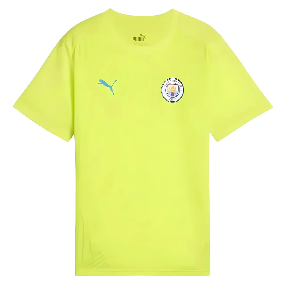 '24-'25 Man City Training Shirt ( Glow) - Kids 7-8 Polyester Manchester City Made By: Puma Unisex Kids Yellow Size 9-10