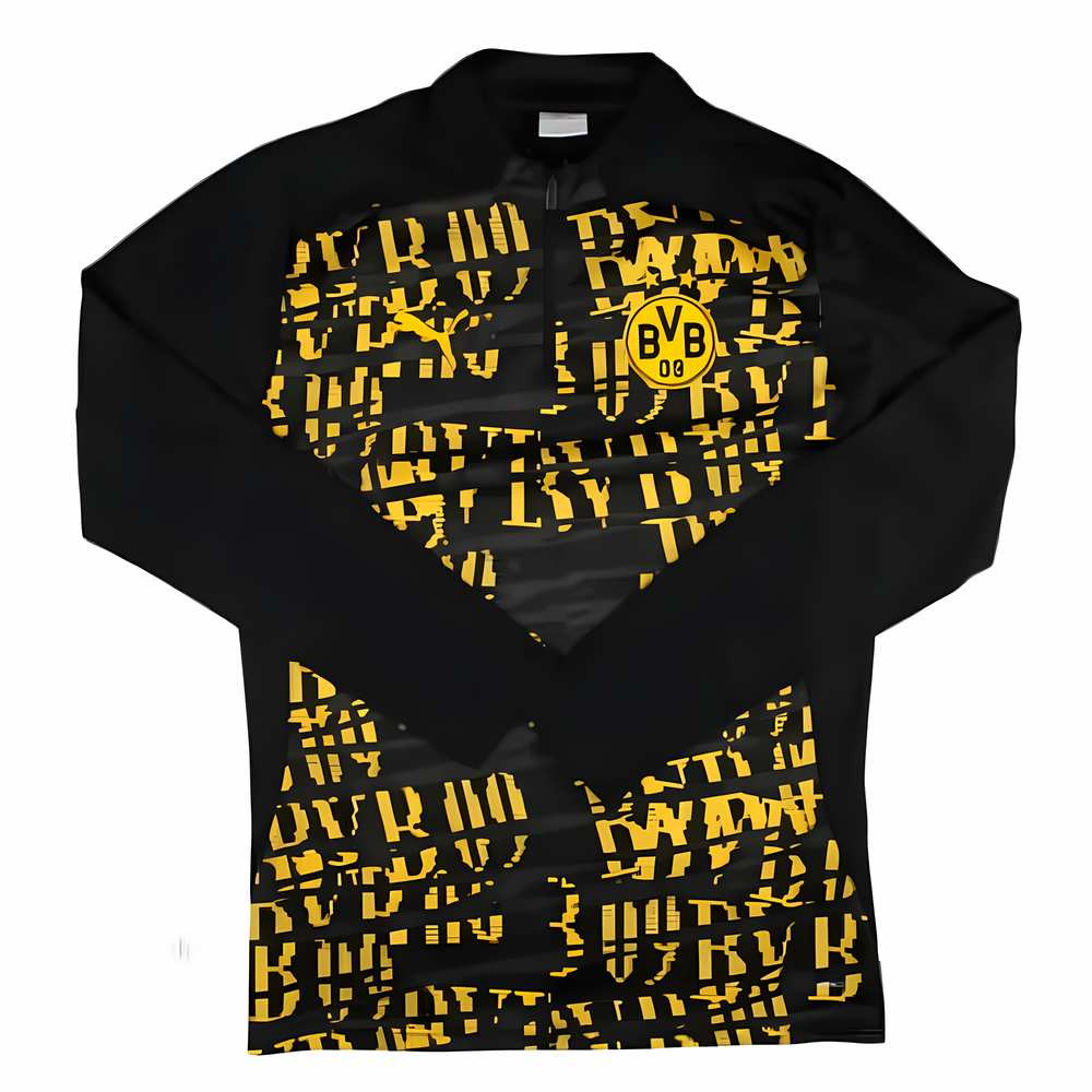 '24-'25 Borussia Dortmund Prematch 1/4 Zip Top (Black) Polyester Made By: Puma Men's Black Extra Large