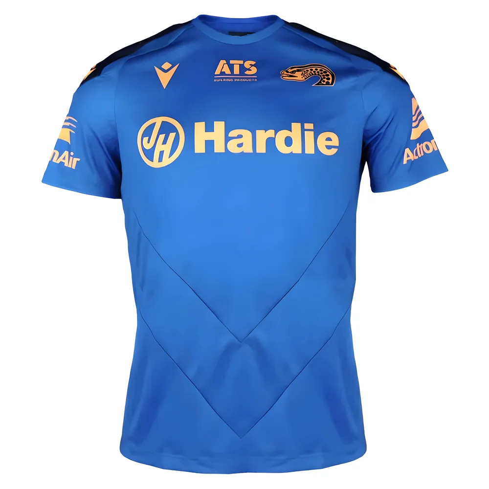 2025 Parramatta Eels Training Shirt (Blue) Polyester Made By: Macron Men's Blue Medium