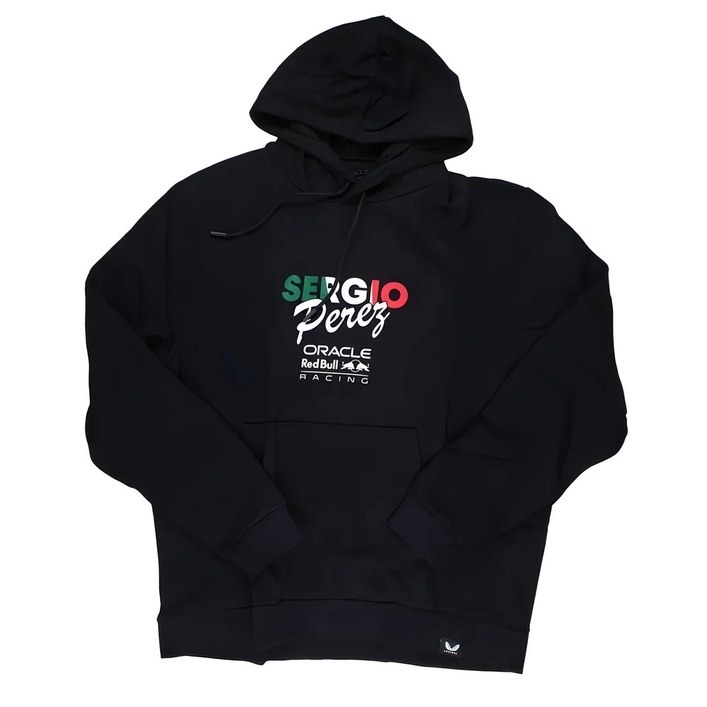 2025 Bull Racing Sergio Perez Flag Oh Hoodie (Night Sky) Polyester Made By: Castore Men's Red 3XL