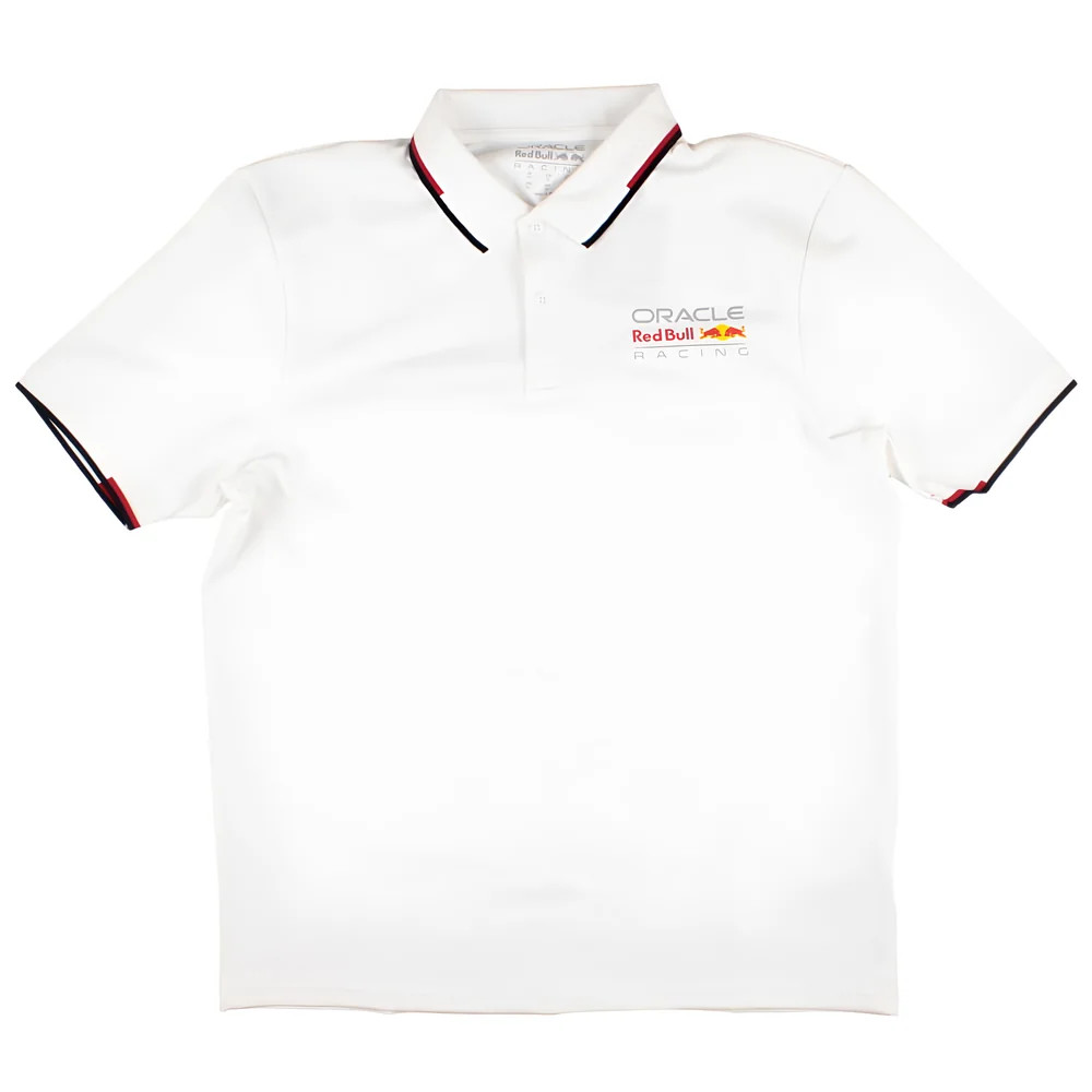 2025 Bull Racing Core Polo Full Colour Logo (White) Polyester Made By: Castore Men's Red Large