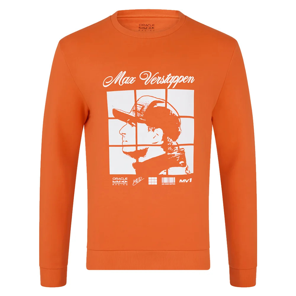 2025 Red Bull Racing Max Verstappen Puzzle Crew Sweat (Exotic ) Polyester Made By: Castore Men's Orange 3XL