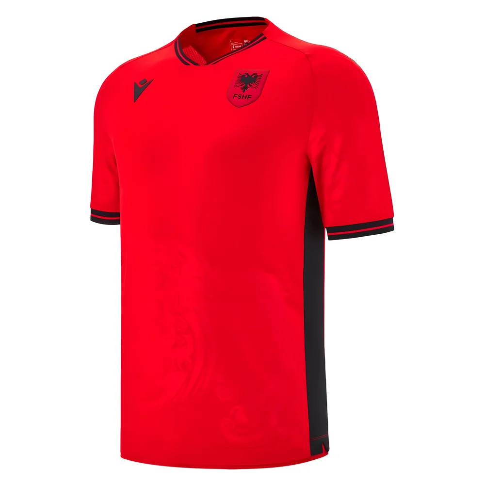 '25-'26 Albania Home Shirt Polyester Made By: Macron Men's Red 4XL
