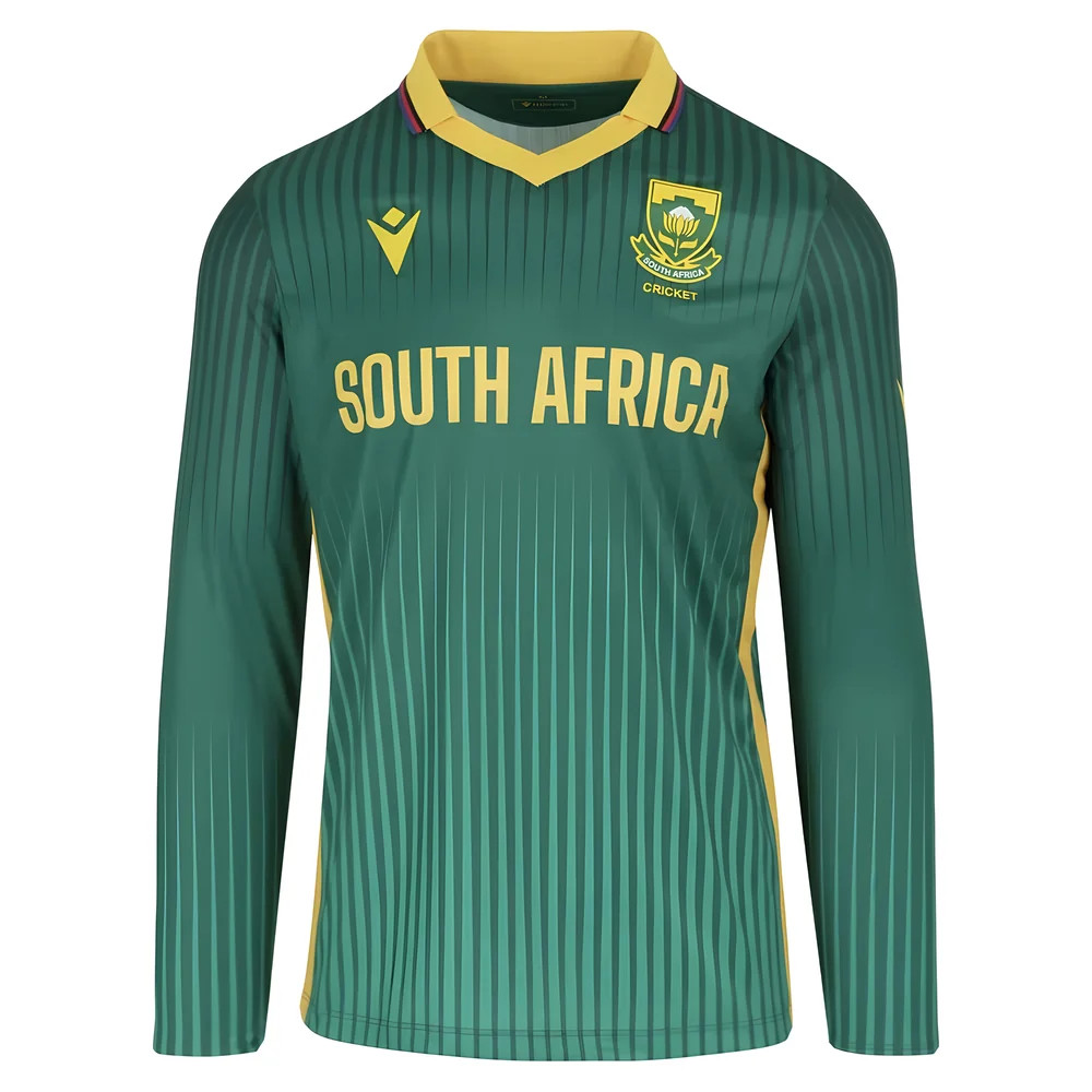 '25-'26 Csa Proteas Match Day Odi Long Sleeve Cricket Shirt Polyester South Africa Made By: Macron Men's Green Medium