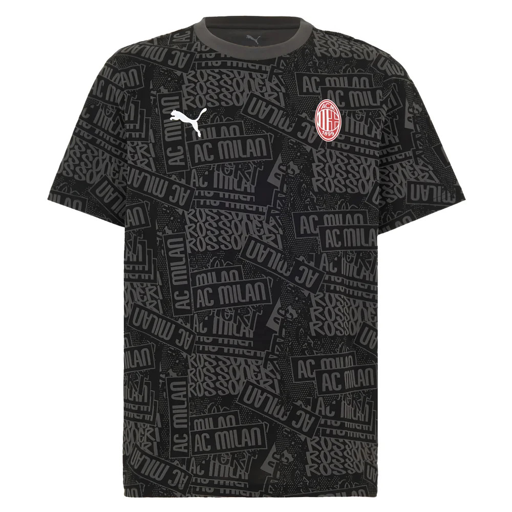 '25-'26 Ac Milan Ftblculture Tee Aop (Black) Polyester Made By: Puma Men's Black Medium