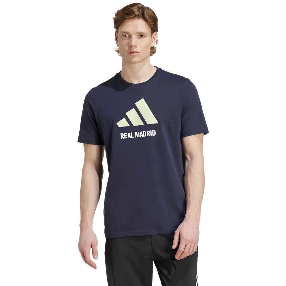 '25-'26 Real Madrid Seasonal Graphic Tee (Legend Ink) Polyester Made By: Adidas Men's Navy Xxl