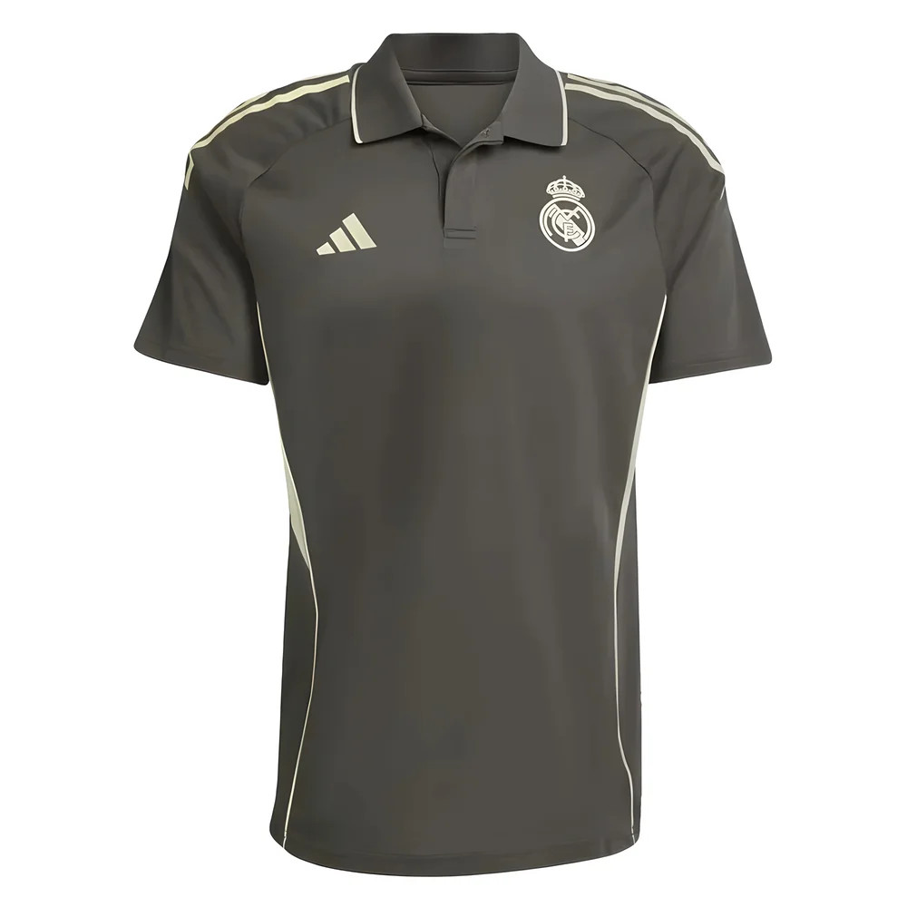 '25-'26 Real Madrid Polo Shirt (Utility ) Polyester Made By: Adidas Men's Grey Extra Small