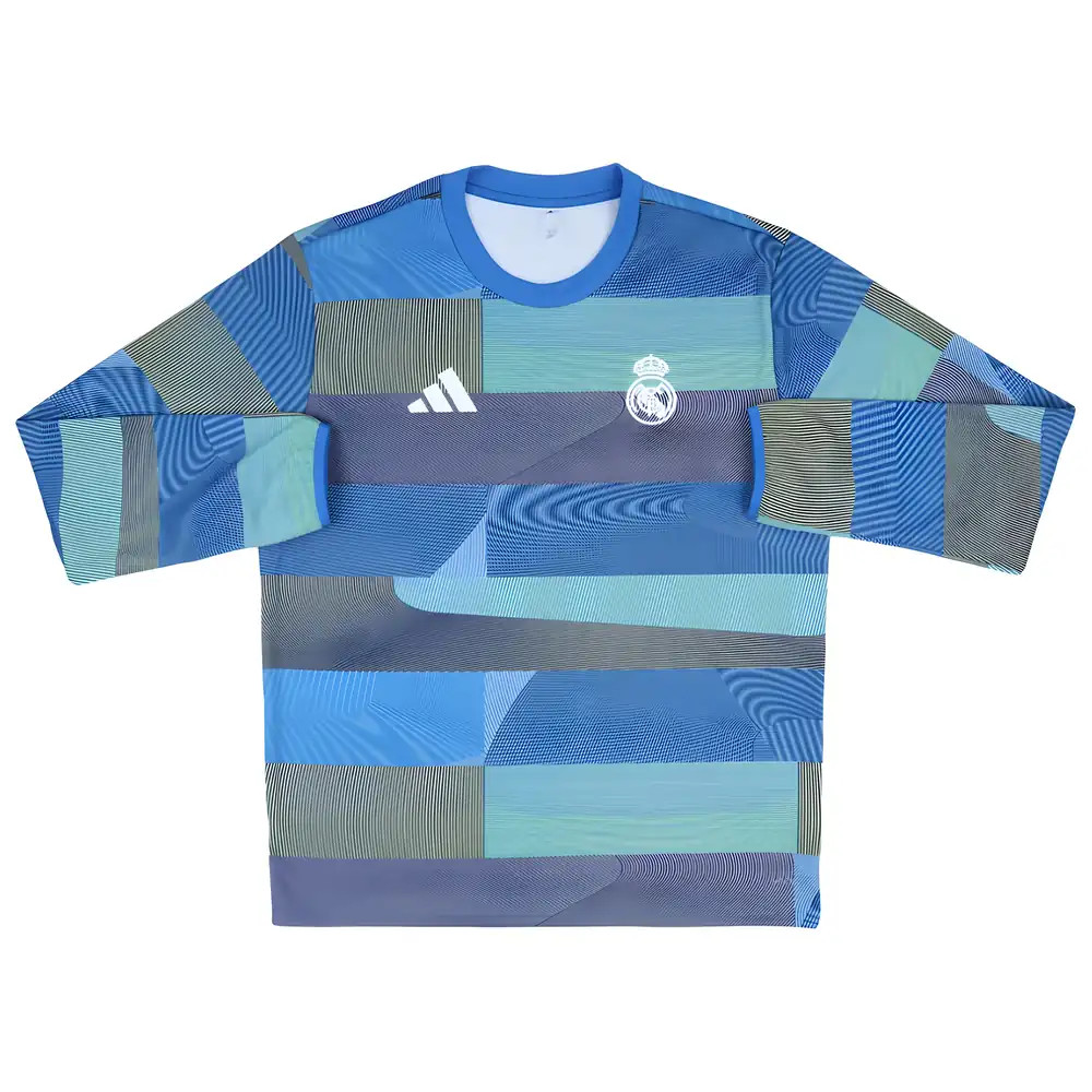 '25-'26 Real Madrid Pre Match Warm Top (Blue) Polyester Made By: Adidas Men's Blue Small