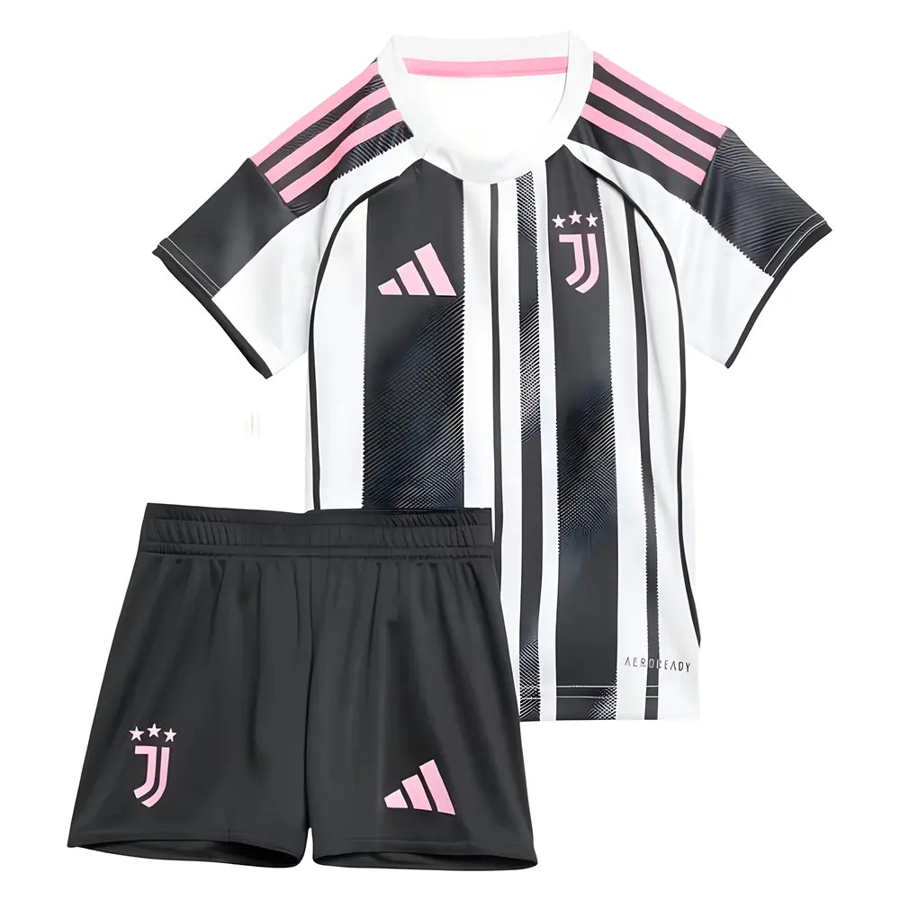'25-'26 Juventus Home Baby Kit Toddler's Polyester Made By: Adidas Unisex Toddler White 6-9 Mo