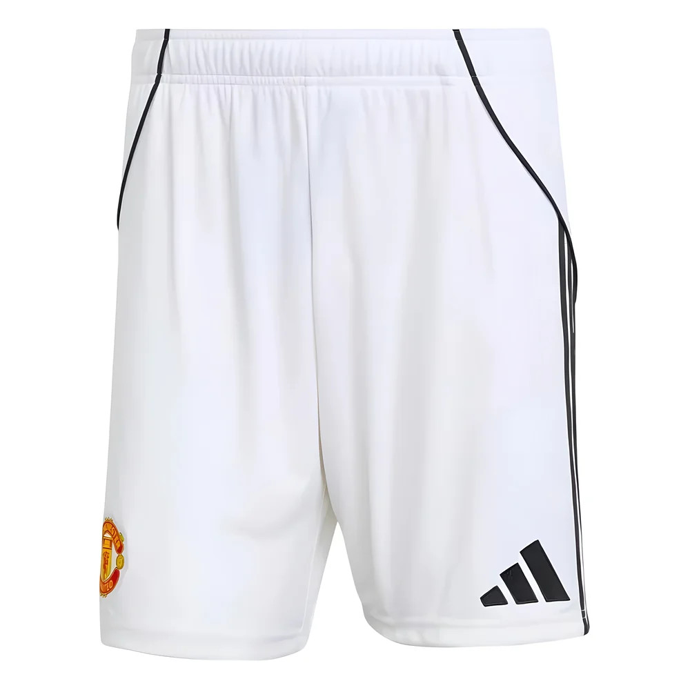 '25-'26 Man Utd Home Shorts (White) Polyester Manchester United Made By: Adidas Men's White 42 Waist