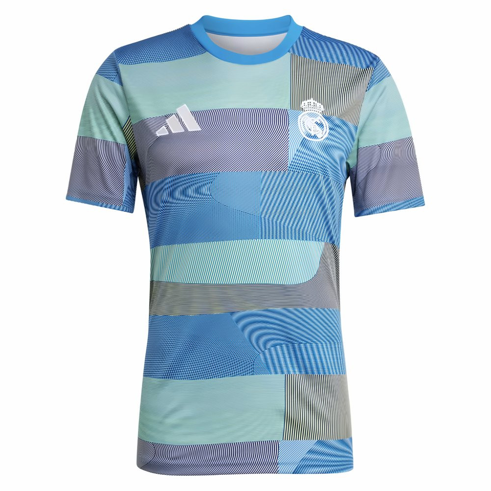 '25-'26 Real Madrid Pre-Match Shirt (Blue) Polyester Made By: Adidas Men's Blue Medium