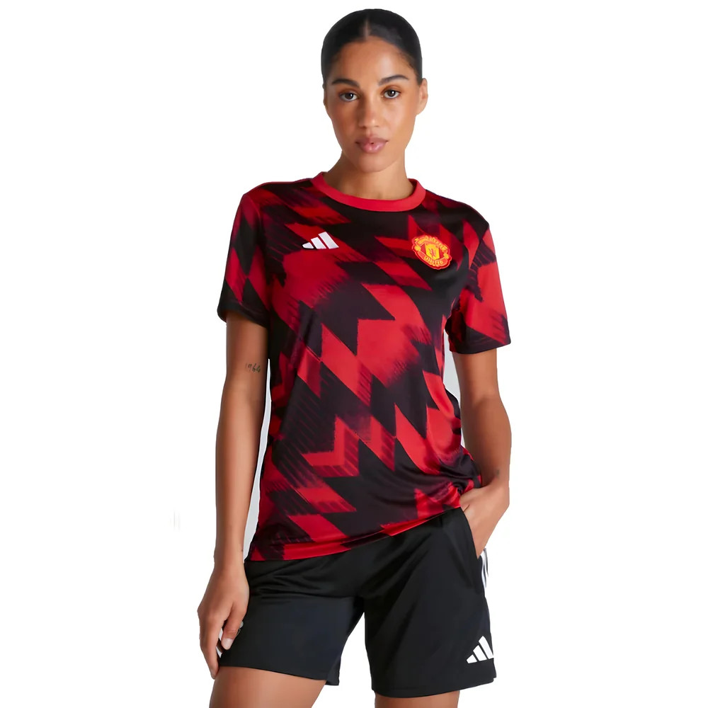 '25-'26 Man Utd Pre-Match Shirt (Red) - Polyester Manchester United Made By: Adidas Women's Red Small