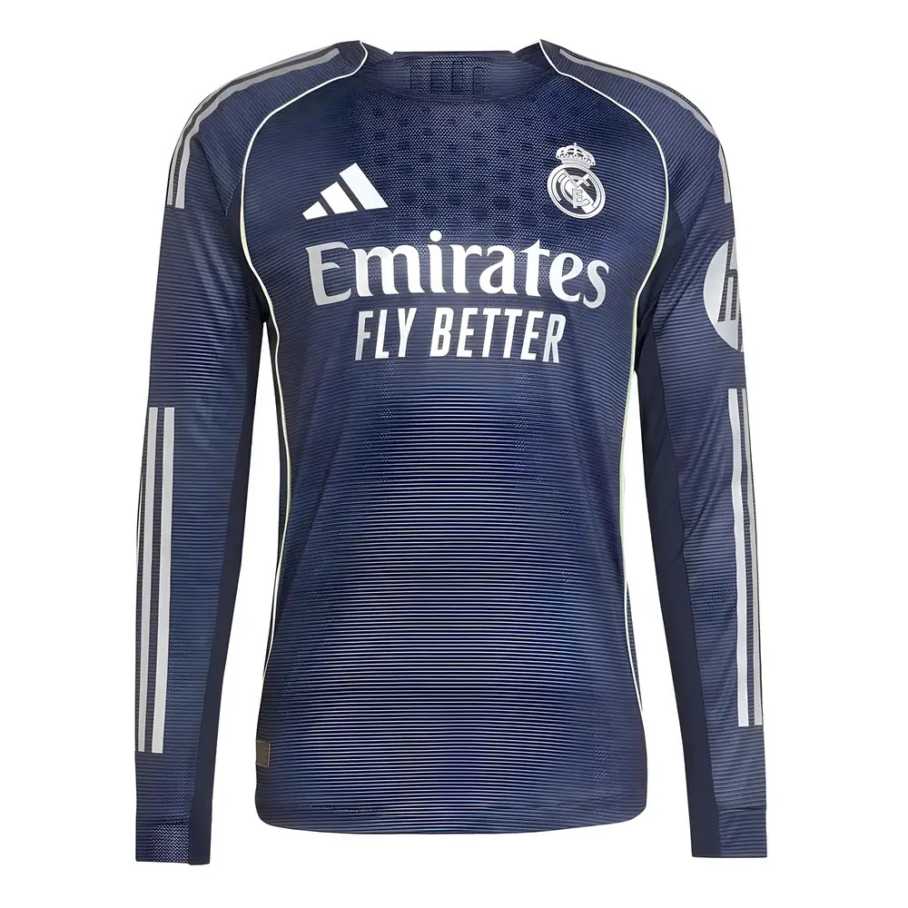'25-'26 Real Madrid Authentic Long Sleeve Away Shirt Polyester Made By: Adidas Men's Navy Large