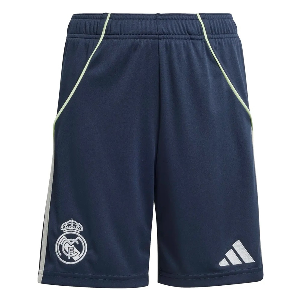 '25-'26 Real Madrid Away Shorts (Legend Ink) - Kids 24 Waist Polyester Made By: Adidas Unisex Kids Navy 30 Waist